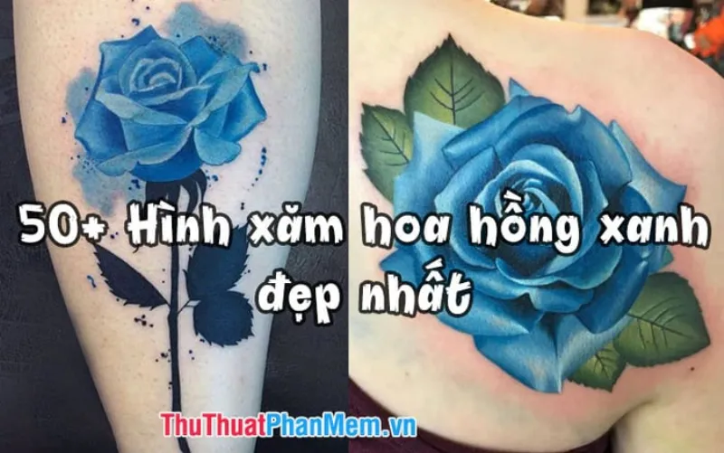 "Hình Xăm Hoa Hồng Xanh 3D" src=