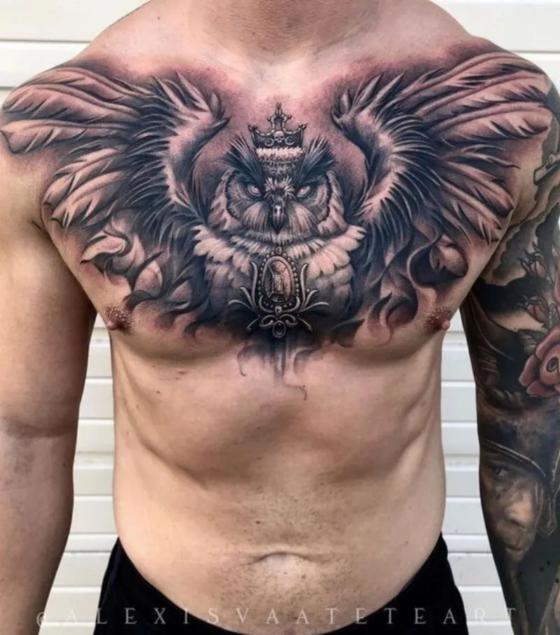 ý tưởng tattoo bít ngực mẫu cú mèo cực ngầu