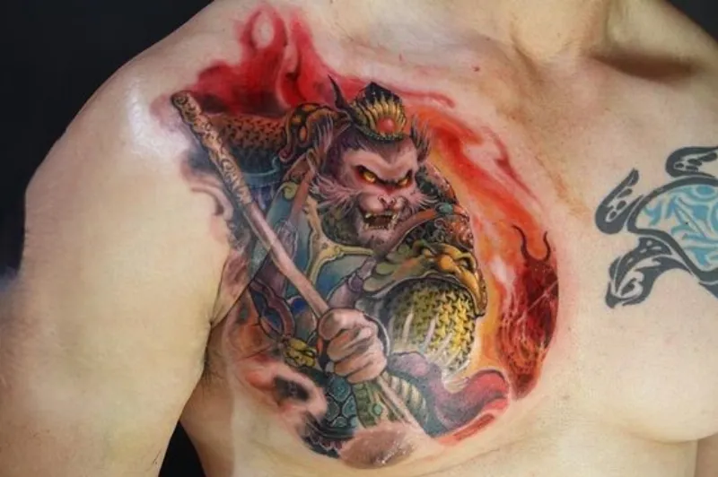 tattoo ngộ không ở ngực cực chiến