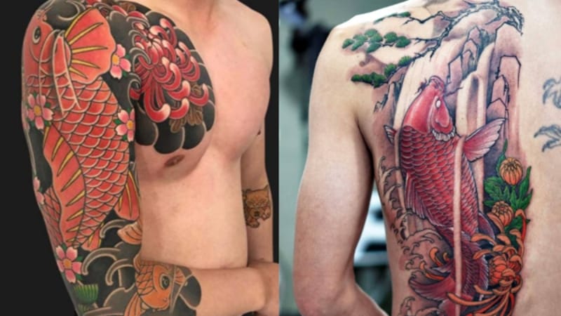 Hình xăm cá chép gửi gắm thông điệp về quyết tâm chiến đấu, kiên trì tiến về phía trước để chạm đến mục tiêu