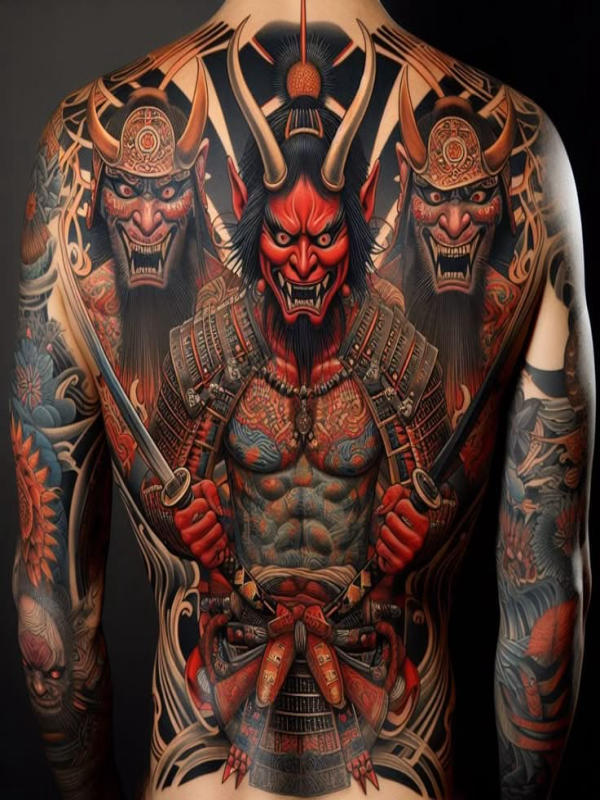 Các mẫu nổi bật bao gồm quỷ Hannya ghen tuông dữ dội với sừng cong, mắt lồi và nanh nhọn, hoặc quỷ Oni đỏ rực với cơ bắp cuồn cuộn, thường phủ kín lưng từ vai xuống hông để tạo hiệu ứng ấn tượng